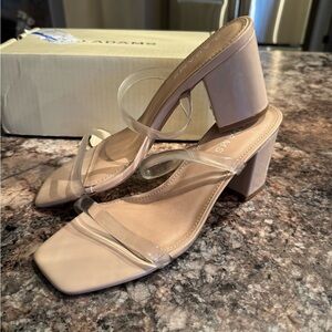 Trendy Block Heel Sandals with Clear Straps